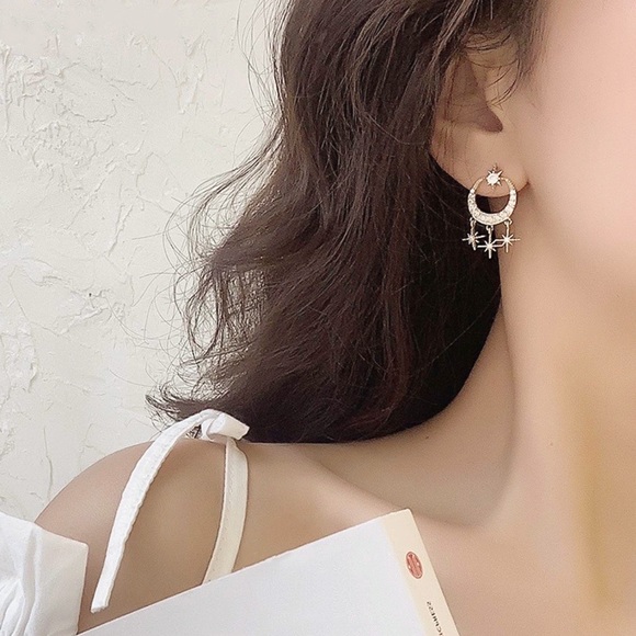 Any 2/$20! Gold/Crystal Moon/Star Stud Earrings - Picture 7 of 10